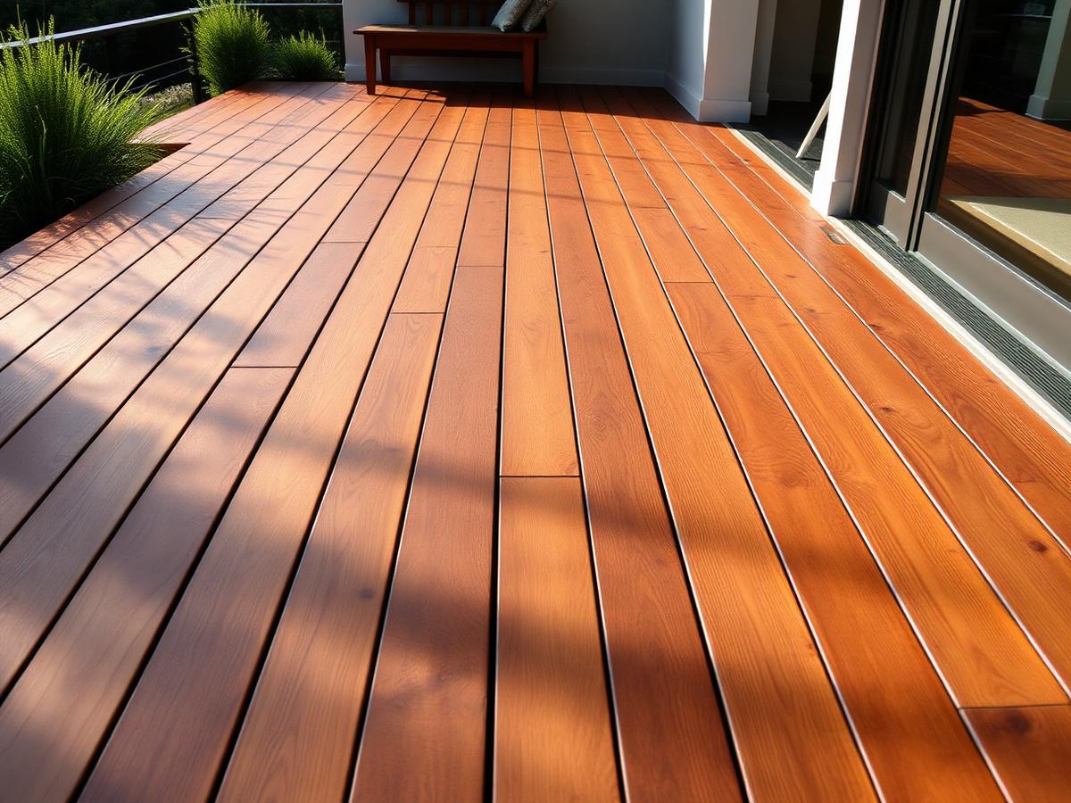Restored ipe deck showing rich grain next to weathered boards